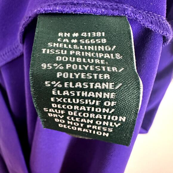 NWT Ralph Lauren Evening Faux Wrap Jersey Sheath Dress Spring Peak Purple Sz 12 - Picture 15 of 15